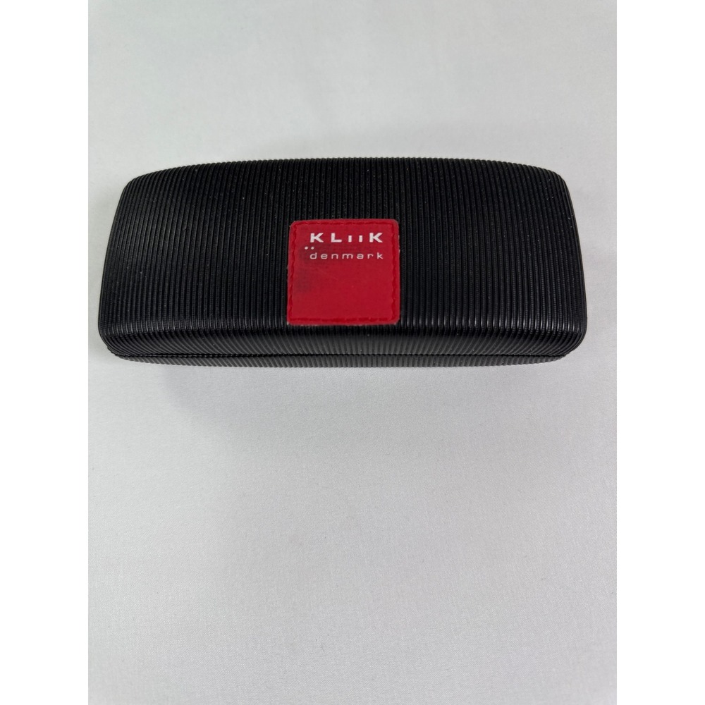 Kliik Denmark Black Ribbed Hard Shell Eyeglass Case Red Velvet Interior